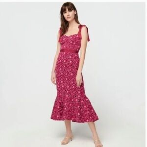 J. Crew Burgundy & Pink Floral Cocktail Dress
